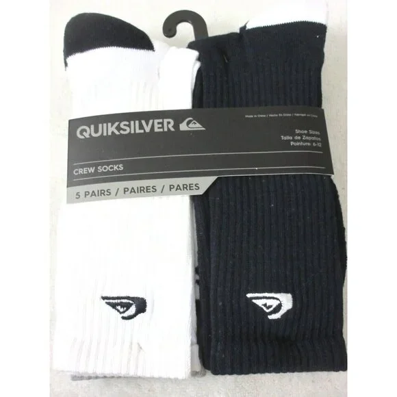 Men's Quiksilver Surf Crew Length socks lot of 5 pairs Size 6-12 NWT - Picture 4 of 9